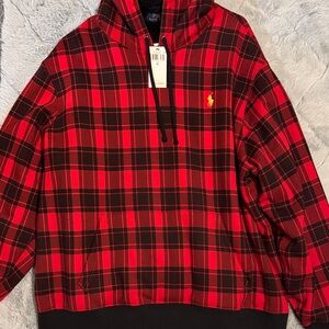 Polo by Ralph Lauren Red and Black Plaid Fleece Hoodie